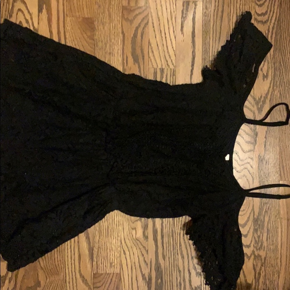 Girls Black Lace Romper